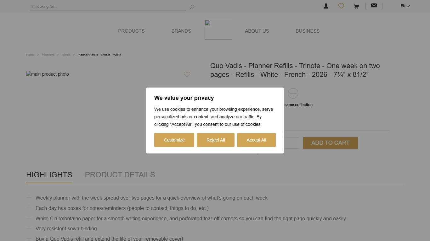 Planner Refills Trinote Refills 2026 - Quo Vadis